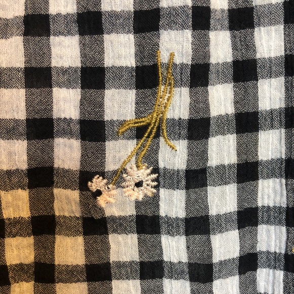 Madewell Plaid Bell Sleeve Embroidered Flowers - Picture 9 of 9
